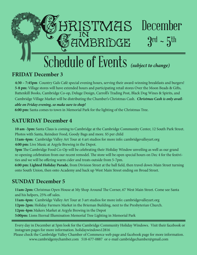 Christmas in Cambridge weekend | Cambridge Valley Chamber of Commerce